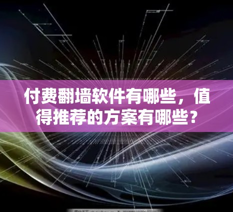付费翻墙软件有哪些，值得推荐的方案有哪些？