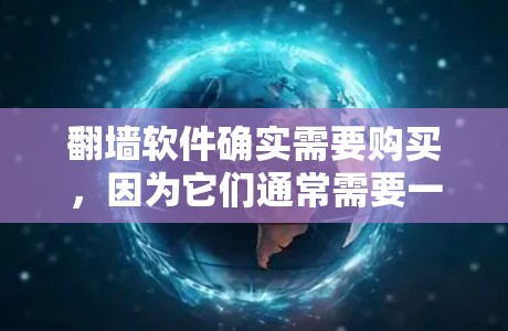 翻墙软件确实需要购买，因为它们通常需要一定的费用来提供基本的翻墙功能。以下是一些关键点
