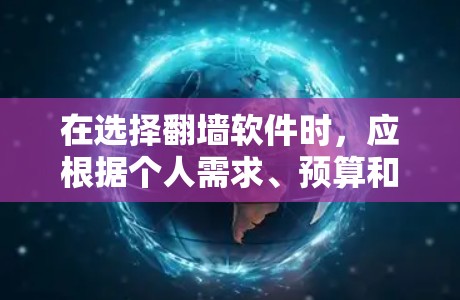 在选择翻墙软件时，应根据个人需求、预算和使用习惯进行权衡。以下是对几个常见的翻墙软件的比较和推荐