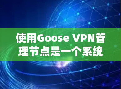 使用Goose VPN管理节点是一个系统性的流程，涉及设置、管理和维护。以下是一个简洁的步骤指南，帮助您逐步实现节点管理